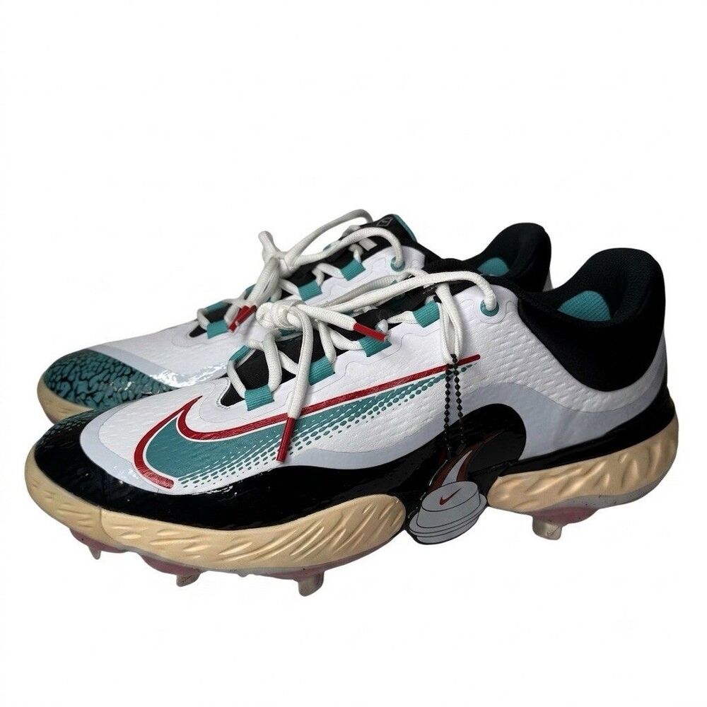 Nike RBI Alpha Huarache Elite 4 Metal Baseball Cleats Mens 14 White Teal New